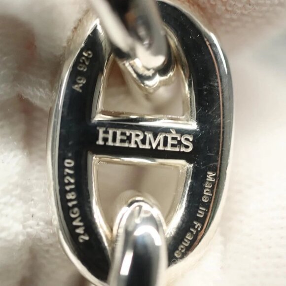 HERMES Chene Dunkle MM Bracelet Ag925 14 Links Silver Auth 132989M - Picture 7 of 12